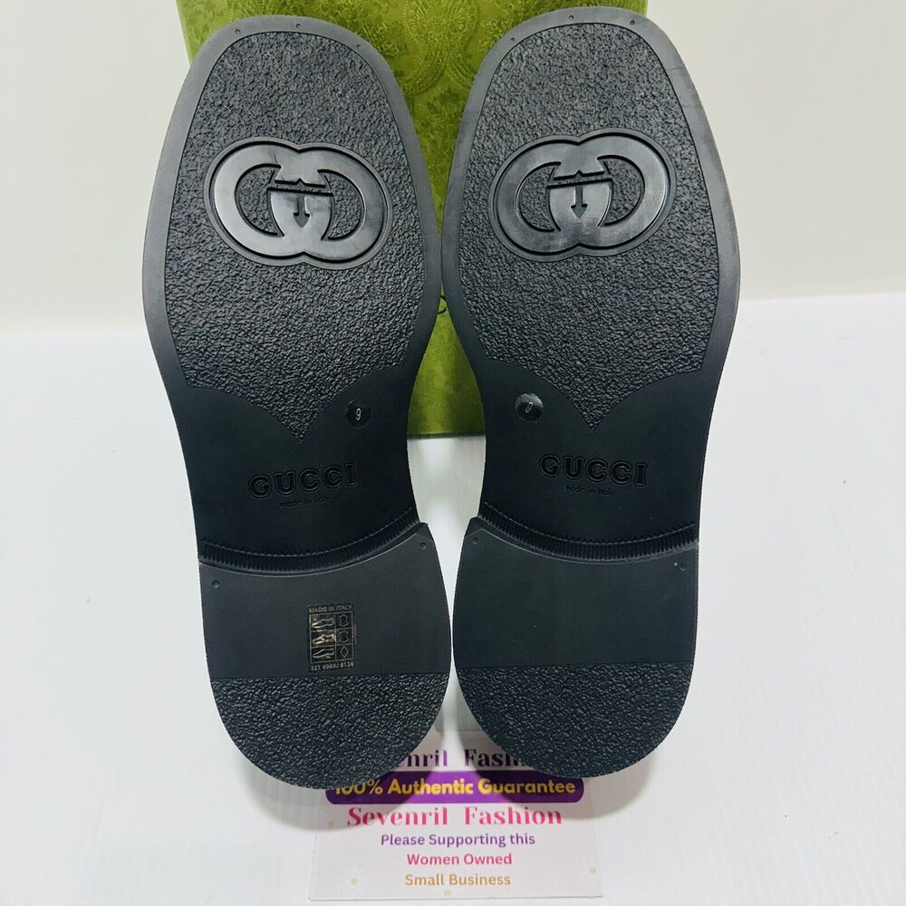 Gucci Horsebit Chunky Loafers Lug Sole Black Leather Shoes G 9/ US 9.5 NIB $990 - Picture 8 of 13